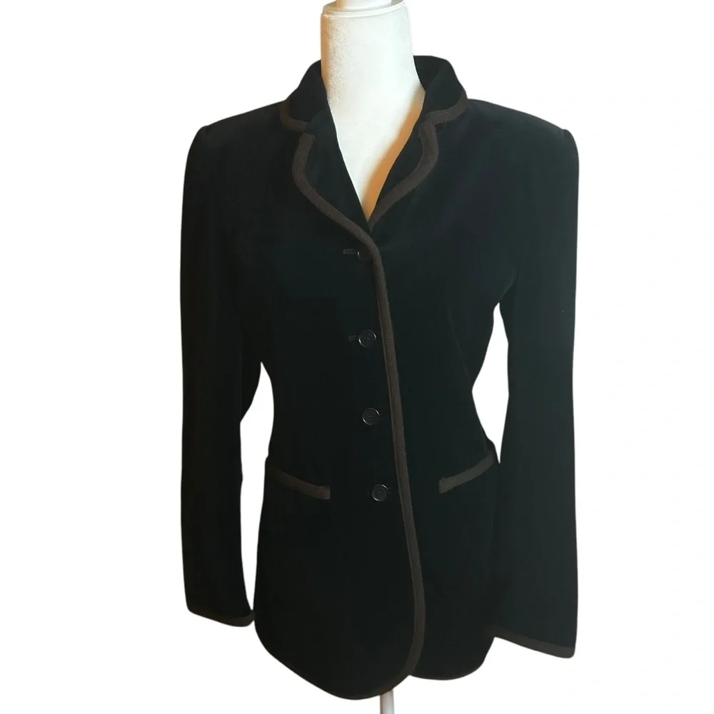 Laura Ashley Vintage Black Velvet Jacket/Blazer womens size 6 classic academia